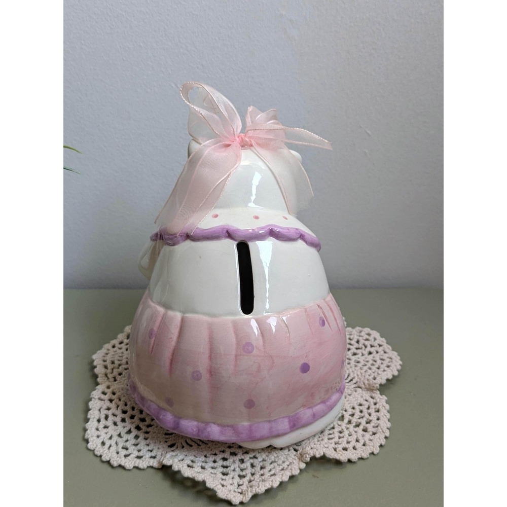 Vintage Ceramic Cat Piggy Bank Pink‎ Kitty Coin Bank Hand Painted Collectible - Picture 6 of 9